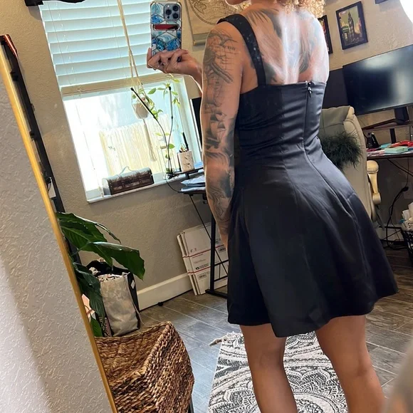 HOUSE OF CB 'Adriana' Black Satin And Lace Mini Dress NWOT - Picture 14 of 15